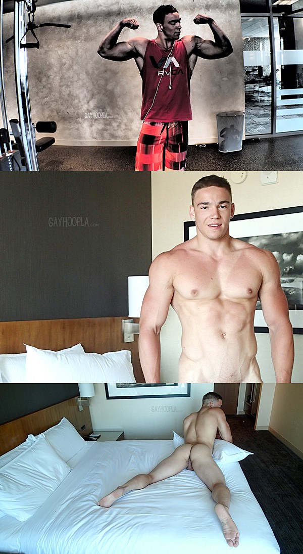 Handsome new muscle jock Nathan Di Antonio made his porn debut at Gayhoopla