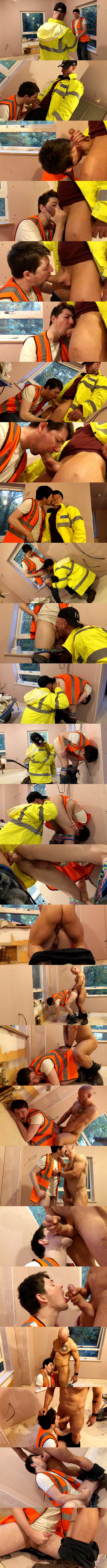 Masculine, thick-cocked construction worker Liam barebacks Bob Steel before he gives Bob a facial in Slacking Builder Gets Fucking From Big Cock Boss at Rawroadnation 01